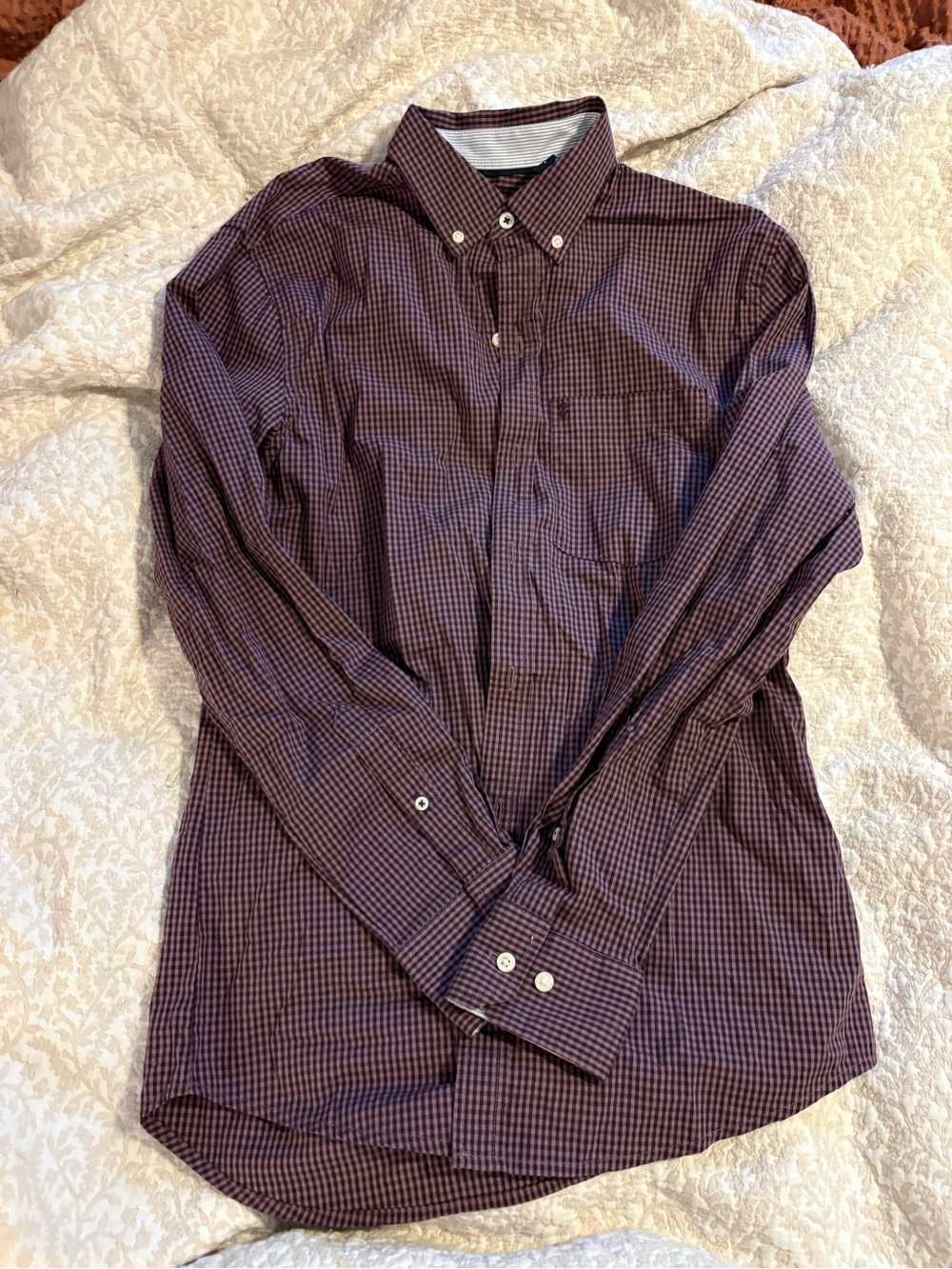 Izod Burgundy Check Button-Down Shirt